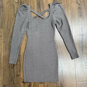 Sadie & Sage Long-Sleeve Textured Bodycon Dress - Taupe
